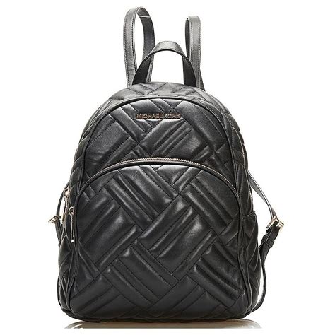 michael kors abbey quilted black leather back pack|michael kors abbey backpack.